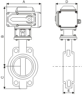 對夾式電動(dòng)蝶閥結(jié)構(gòu)